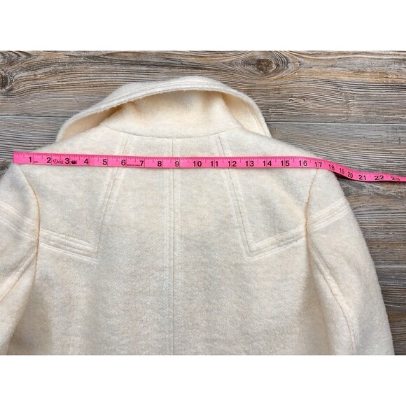 Jessica Simpson Boiled Wool Blend Dress Coat LARGE Ivory W/ Gold Zipper Chic - Picture 12 of 15